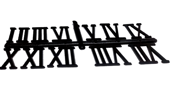 Clock set of Roman Numerals, 23mm, Black