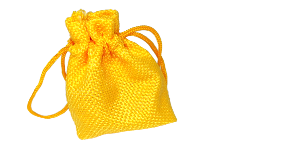 50ea Hessian drawstring bag, Small, 70x90mm, Bright Yellow