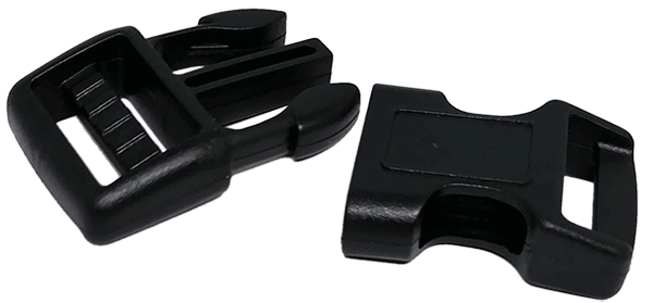 25pcs Buckle 20mm, Contour, Black, Quick release, Plastic