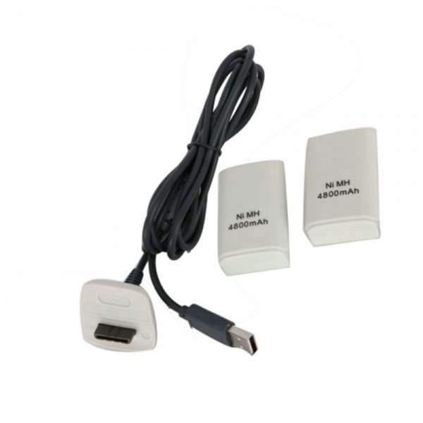 Rechargeable Battery Pack Kit+ USB Cable Charging Charger Backup for Microsoft Xbox 360 Wireless Con