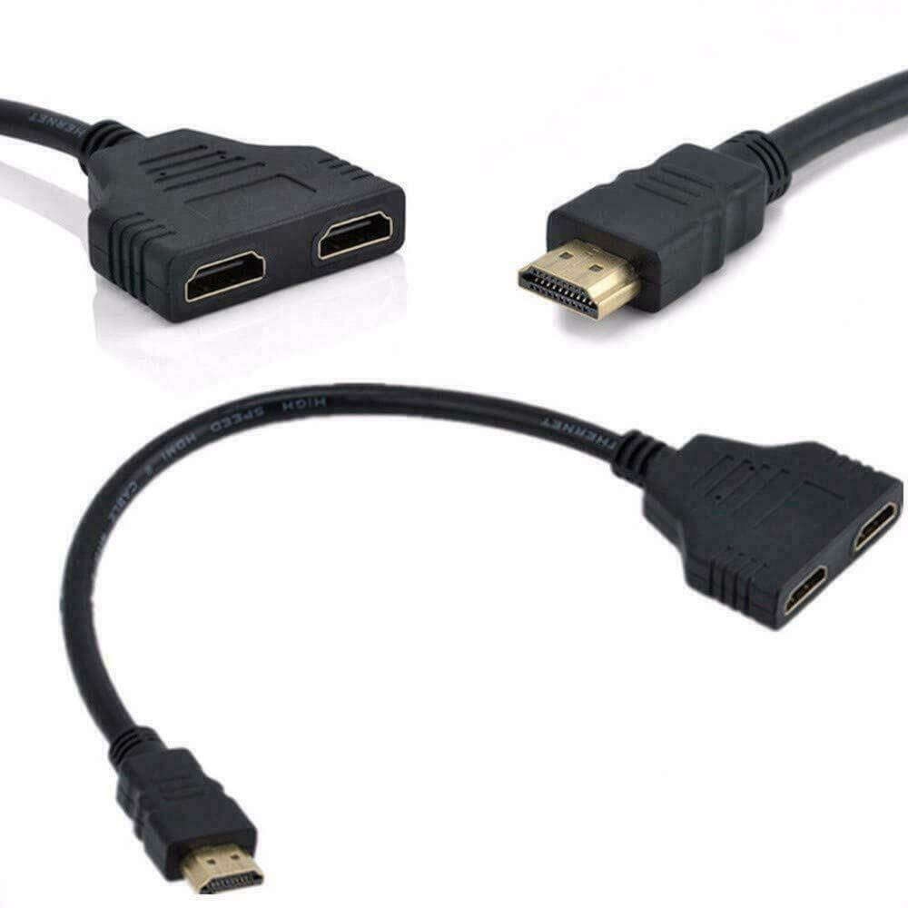 HDMI Splitter Adapter Cable Connect 1 Unit to 2 Outputs