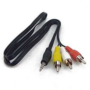 New CAR AUX 3.5mm Stereo to 3 RCA (L + R + V) M/M Composite A/V Audio Cable Adaptor