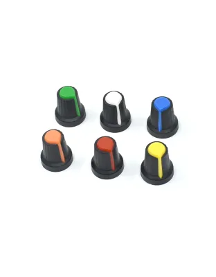 6mm Shaft Hole Plastic Potentiometer Knob - colours vary ( pack of 6 )