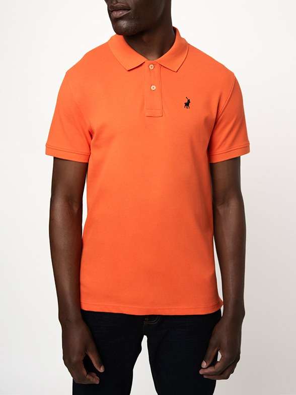 POLO Men`s Essential Pique Short Sleeve Golfer - Orange