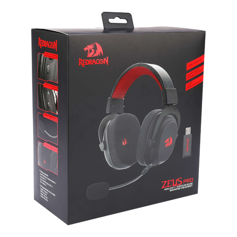 Redragon H510 ZEUS PRO 7.1 Surround Sound Wireless Gaming Headset  Black