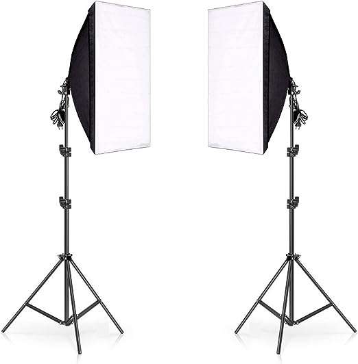 2 Single Socket Softbox Studio Lighting Kit  Continuous Lighting for Photography &amp; Video