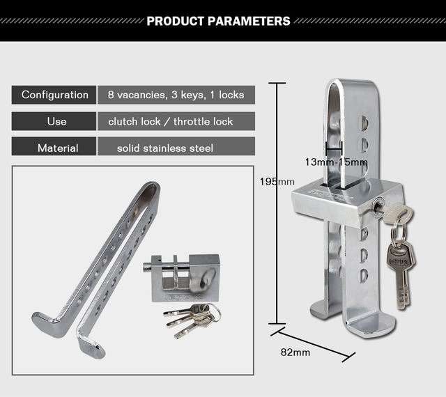 Car Pedal Lock For Clutch and Brake - Car Stainless Steel Anti-theft Security Lock