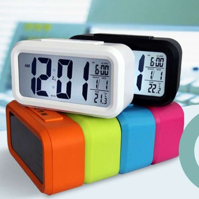 Electronic LED Alarm Clock with Temperature and Light Fashion Design