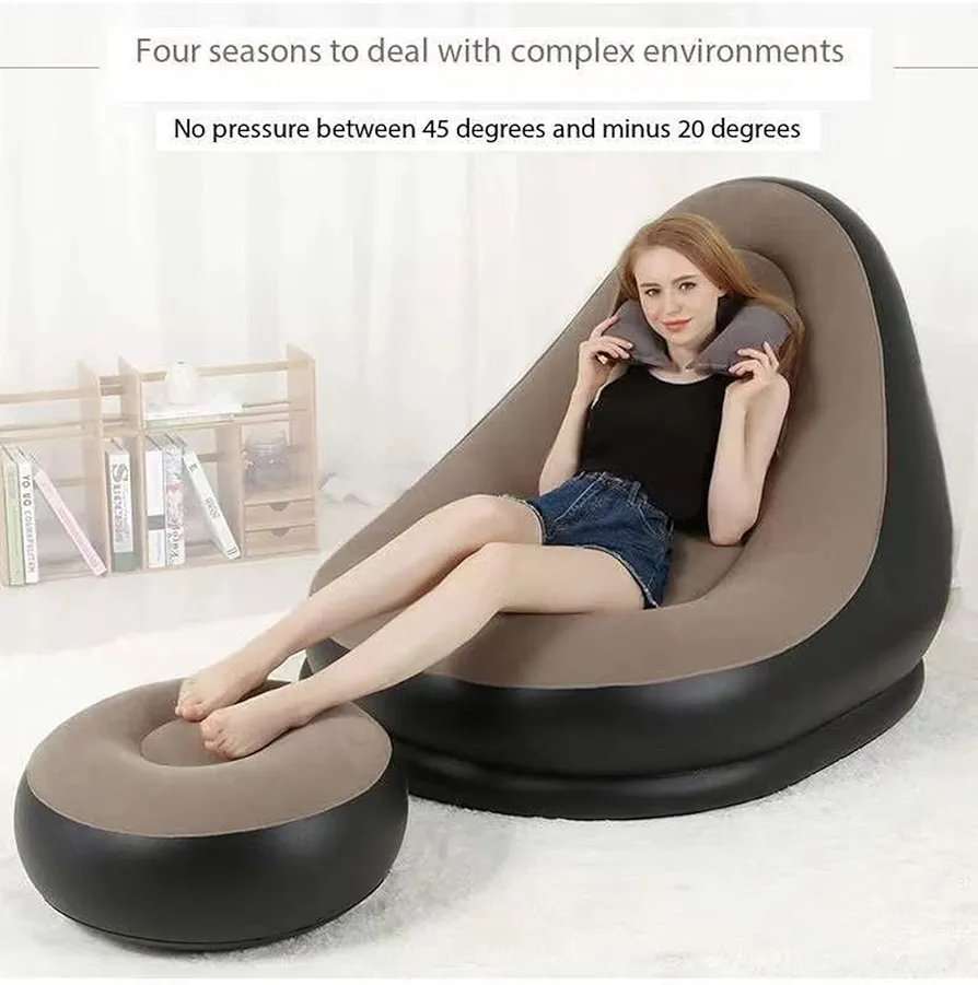 Lazy Inflatable Sofa - Sleeping Chair Flocking Single Seat