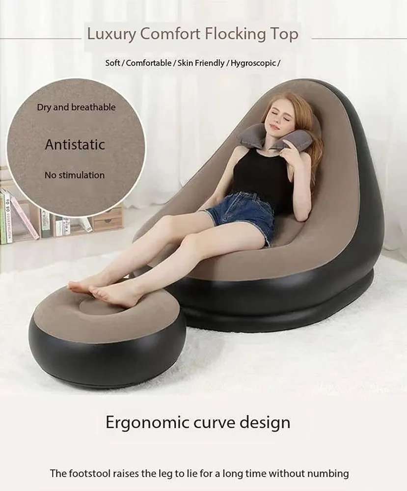 Lazy Inflatable Sofa - Sleeping Chair Flocking Single Seat