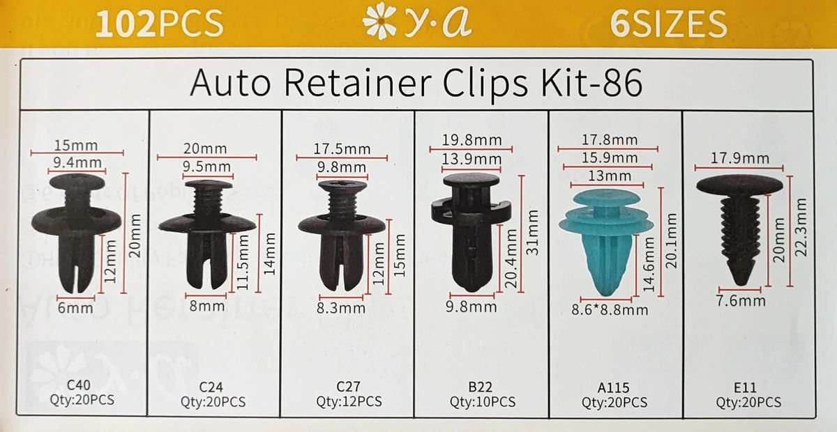 102pcs 6 types Auto Retainer Clips Kit-86
