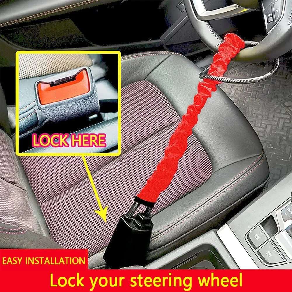 Universal Car Steering Wheel Lock Anti Theft Security System Seat Belt Lock +Key