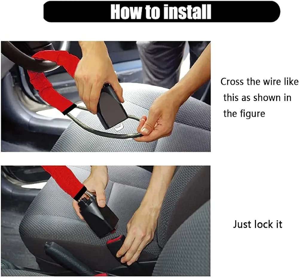 Universal Car Steering Wheel Lock Anti Theft Security System Seat Belt Lock +Key