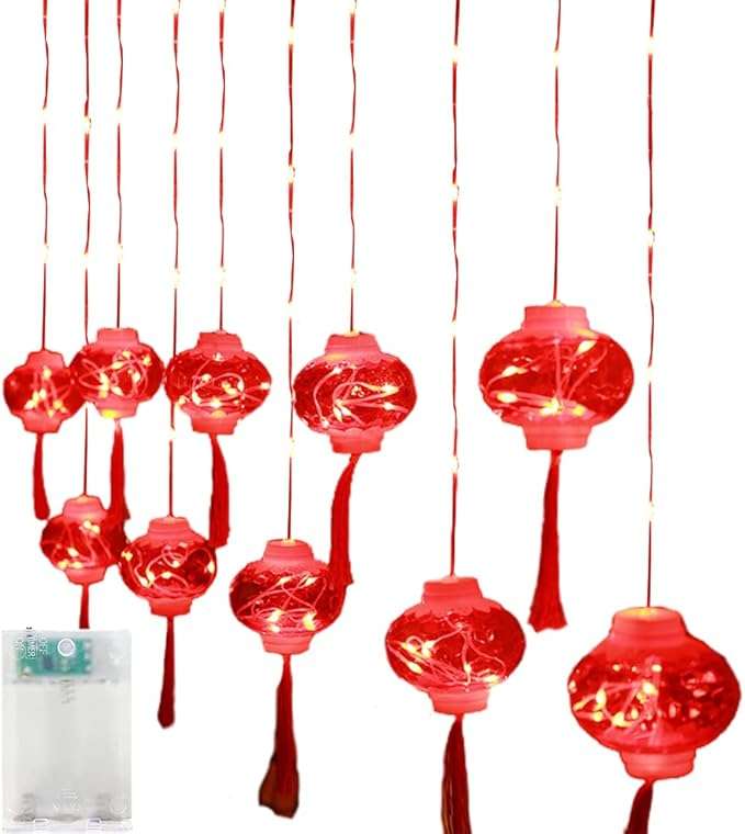 3.5M Plug-In Red Lantern Curtain Light - ZYF-122