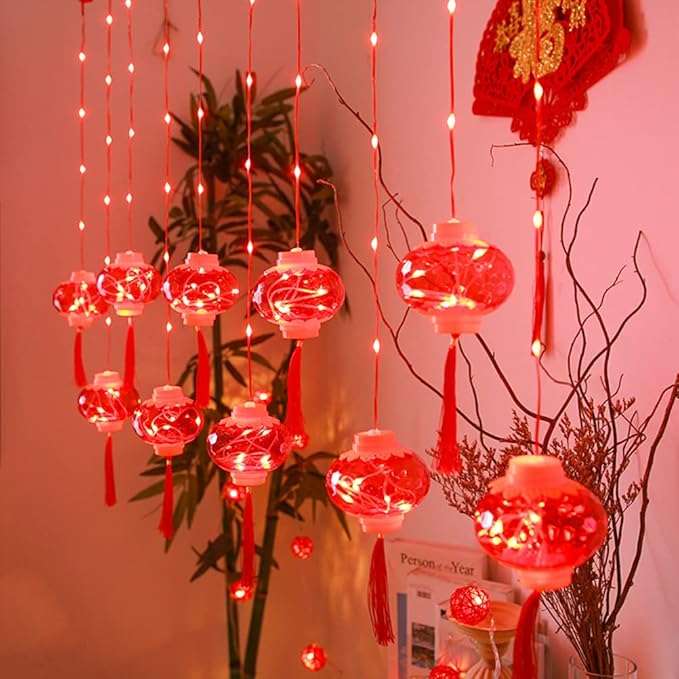 3.5M Plug-In Red Lantern Curtain Light - ZYF-122