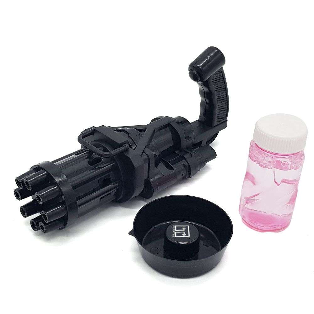 Bufftee Bubble Gatling Gun - Bubble Minigun - Electric Bubble Machine Gun-Black