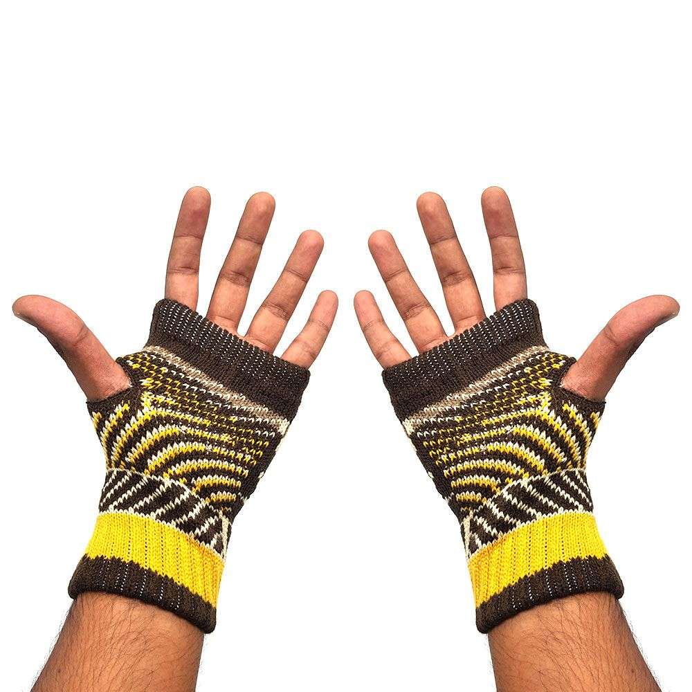 Fingerless Mittens - Warm Winter Fingerless Gloves - Tiger Eye