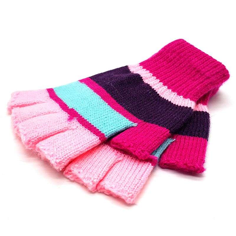 Fingerless Gloves - Pink Tones Stripe