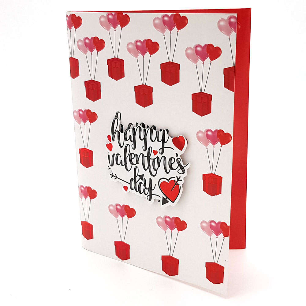 Happy Valentines Day Card- Triple Balloon - Musical Led Card