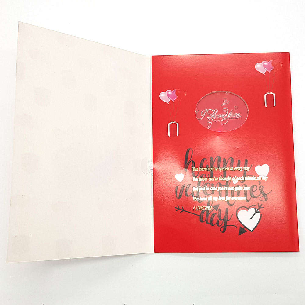 Happy Valentines Day Card- Triple Balloon - Musical Led Card