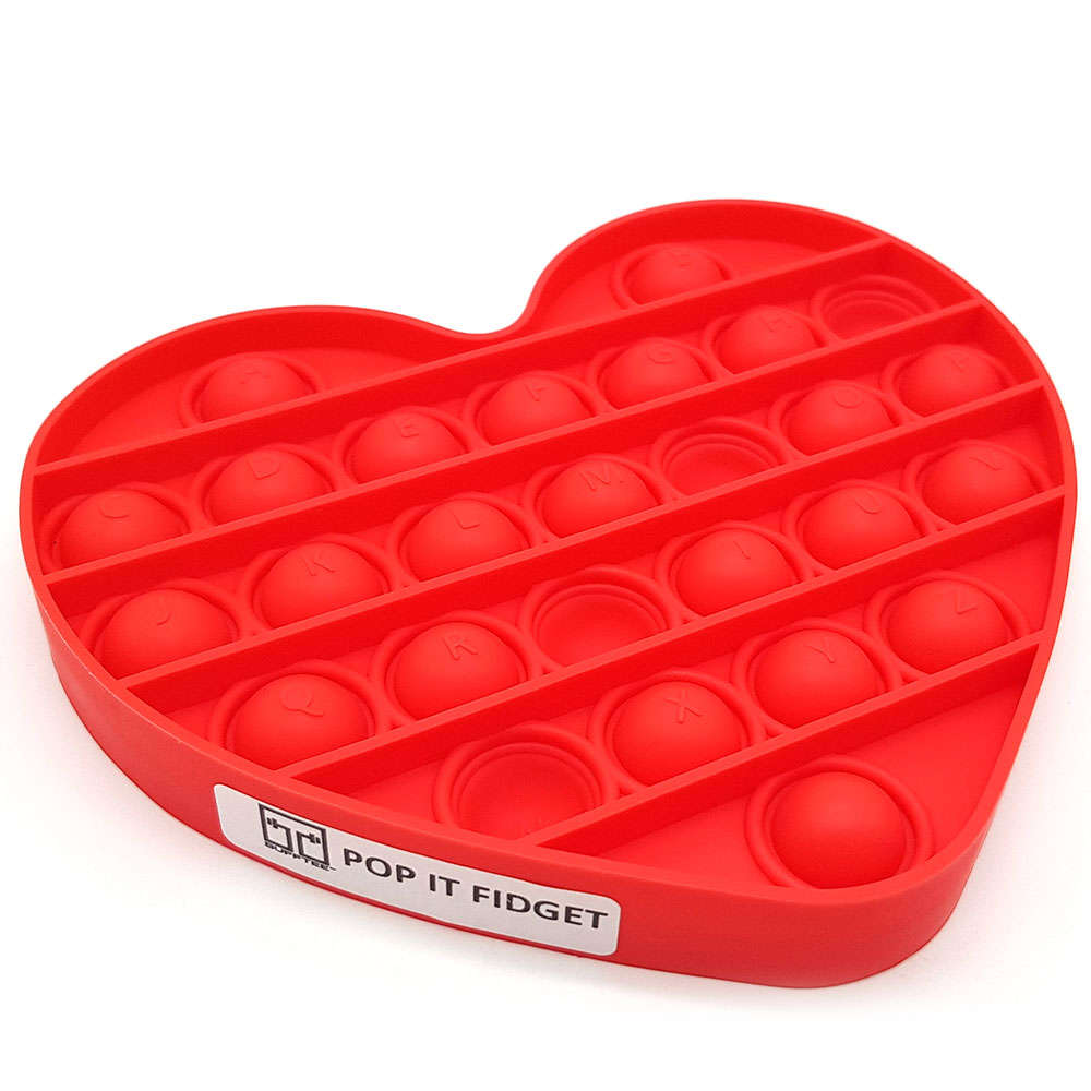 Pop It Fidget Toy -Popping Bubble Game- Red Heart