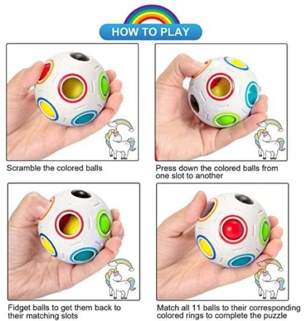 Bufftee Rubik's Cube Ball Puzzle Fidget Toy- Magic Rubix Ball