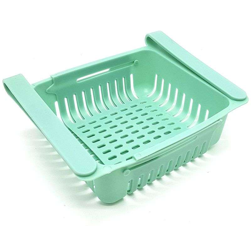 BUFFTEE Adjustable Refrigerator Storage Basket Fridge Food Container -Mint