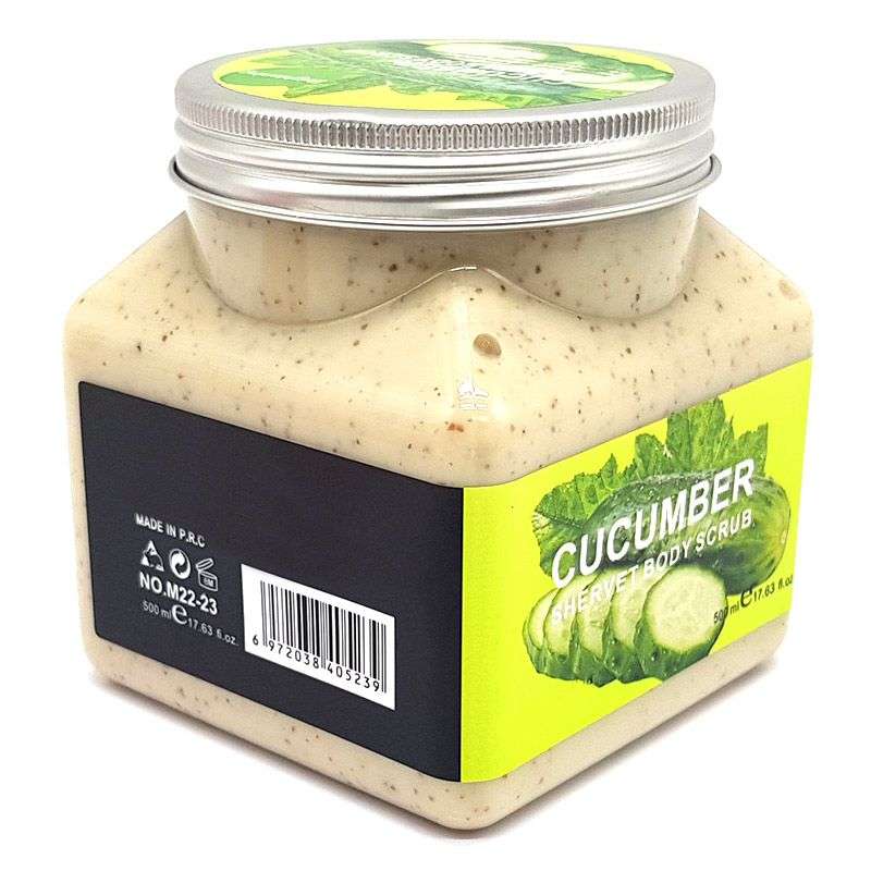 Bufftee Cucumber Body Scrub - Face Scrub - Skin scrub - Large 500ml Tub