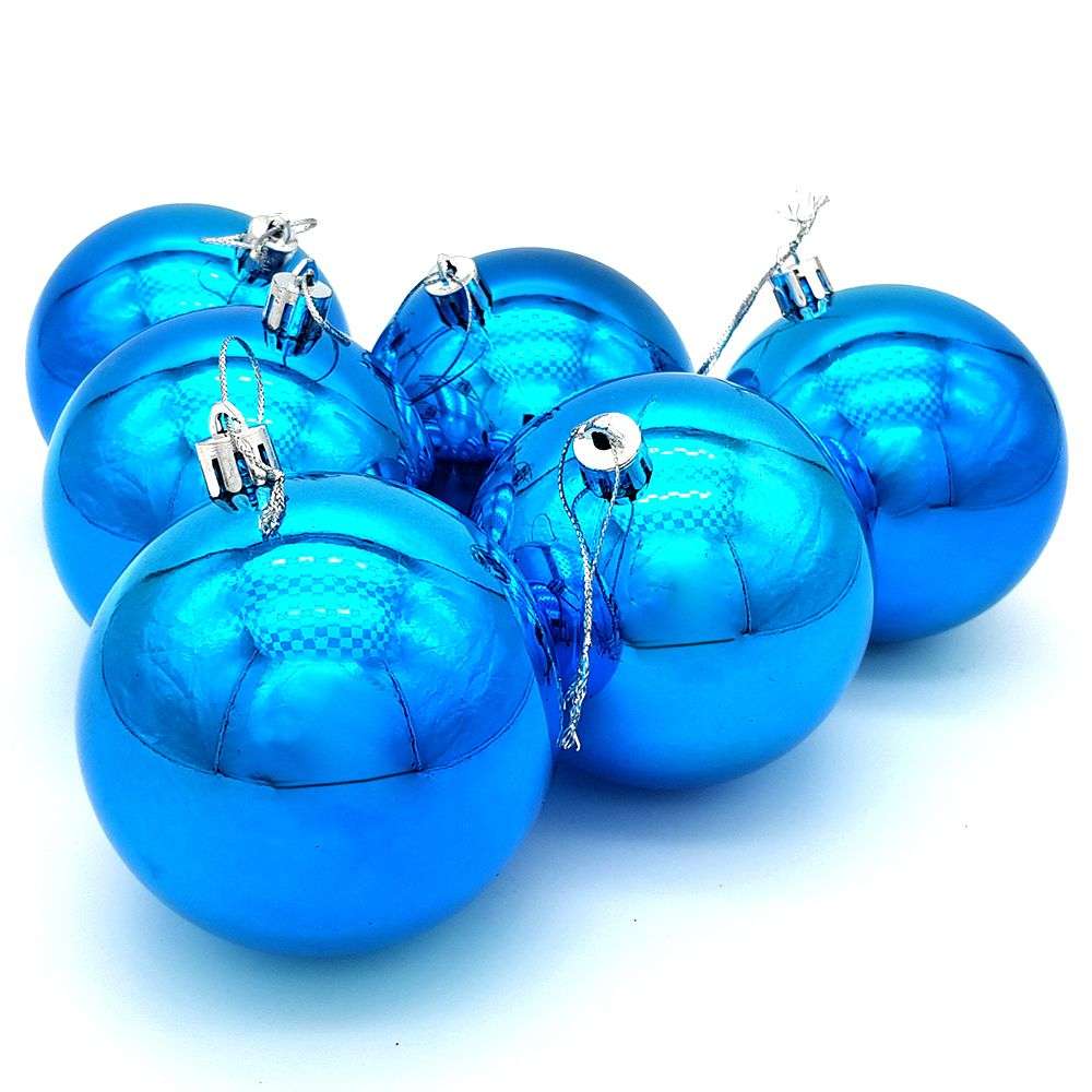 Bufftee Big Christmas Tree Baubles - Reflective Balls 6 Pack - Shiny Teal