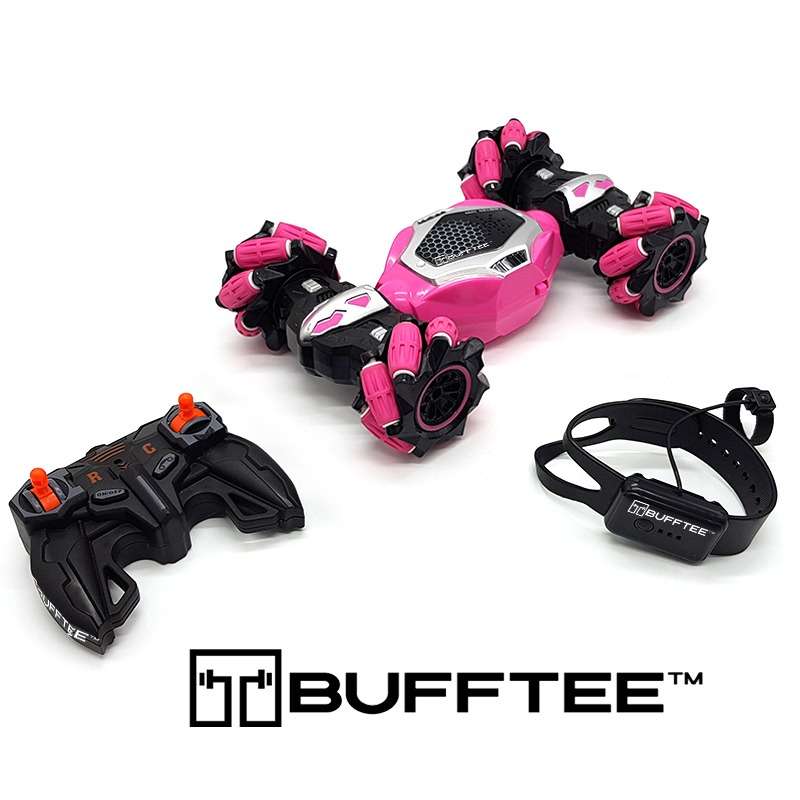 Bufftee Gesture Sensing 4x4 Remote Control Stunt Car - Double-Sided Stunt Car- Pink