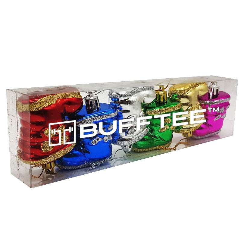 Bufftee 6 Small Santa Boot Christmas Tree Baubles