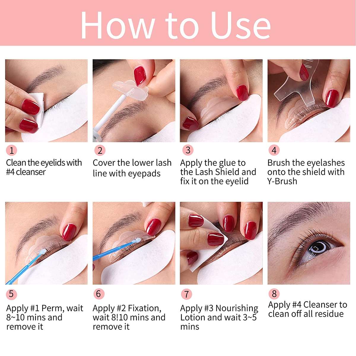 Eyelash Perming Kit Eyebrow stickers & Spoolie Brush