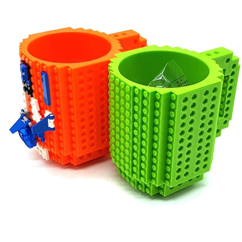 Bufftee Build a Brick Mug With Lego style Blocks-2 Pack