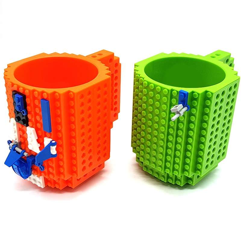 Bufftee Build a Brick Mug With Lego style Blocks-2 Pack