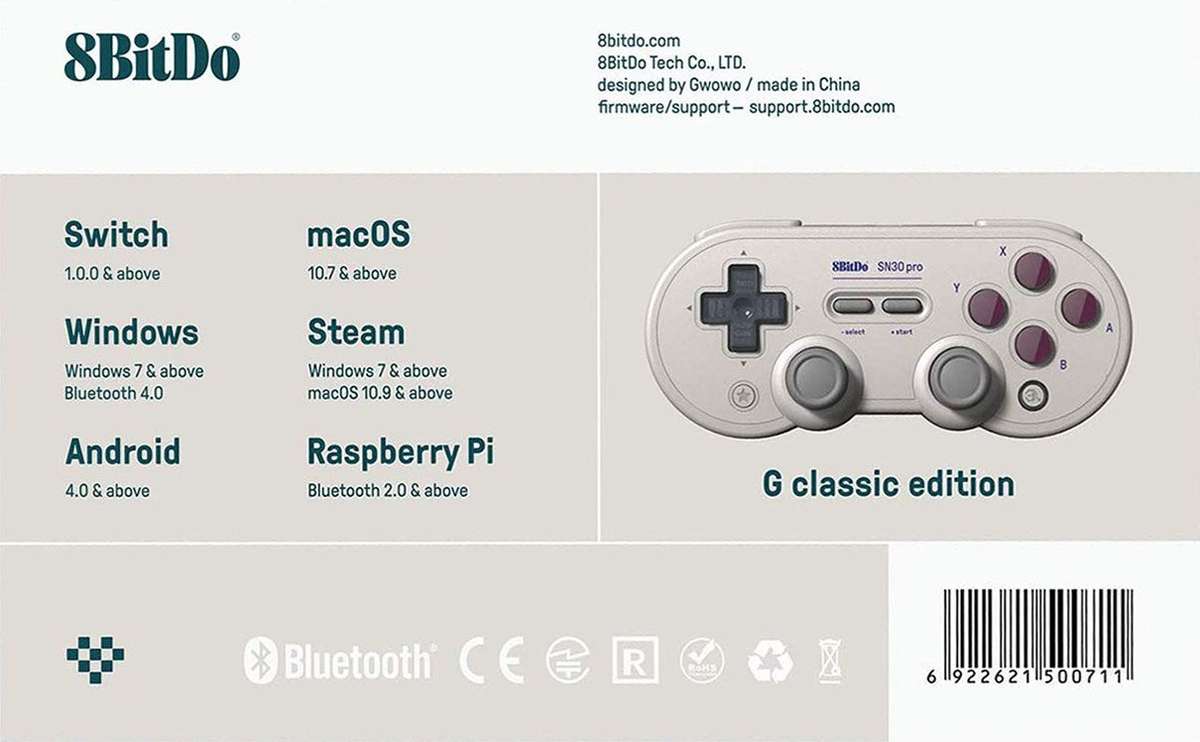 8Bitdo SN30 Pro USB / Wireless Controller - G Classic  (PC / Switch)(New) - 8bitdo 500G