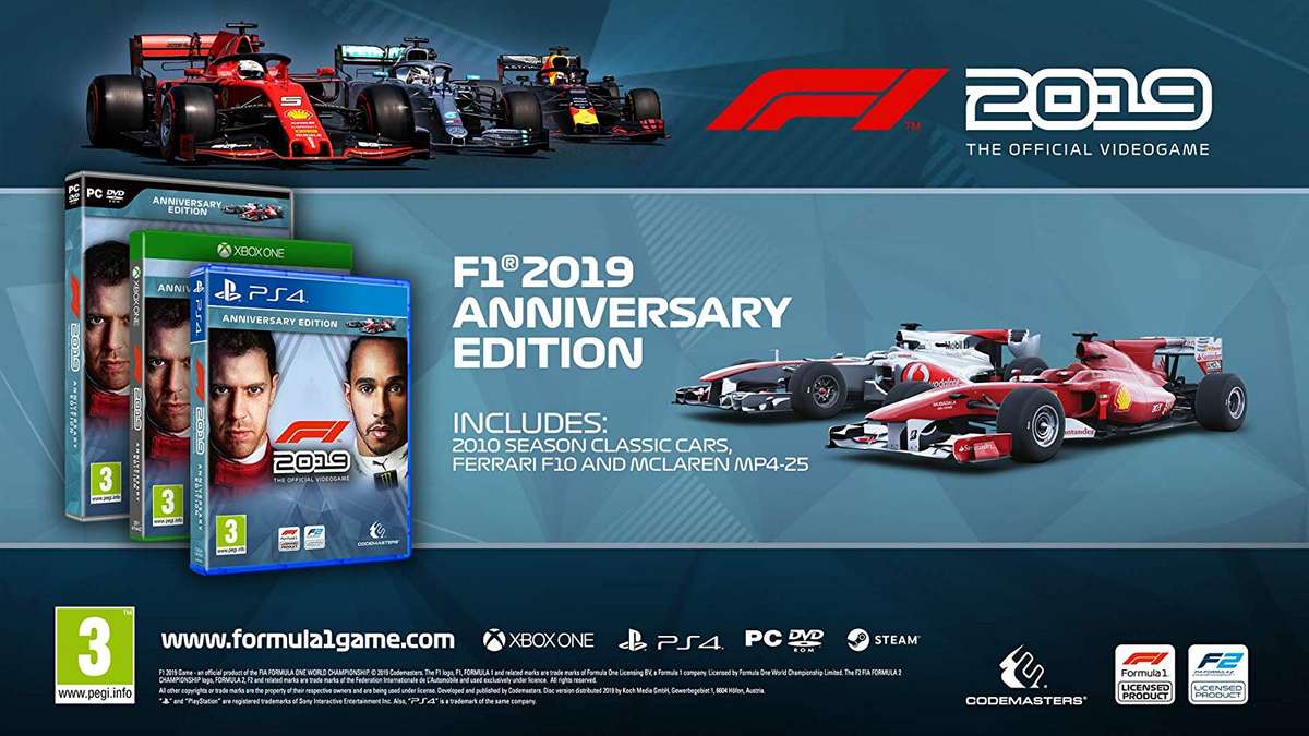 F1 2019 - Anniversary Edition (Xbox One)(New) - Codemasters 90G