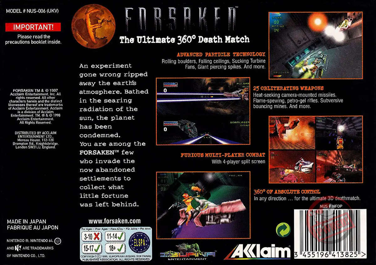 Forsaken (Cart Only)(N64)(Pwned) - Acclaim 130G