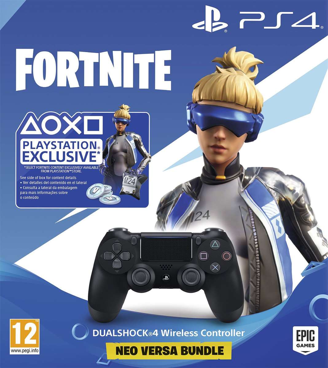 PlayStation 4 DualShock 4 Controller v2 - Jet Black - Fortnite Neo Versa Bundle (PS4)(New) - Sony