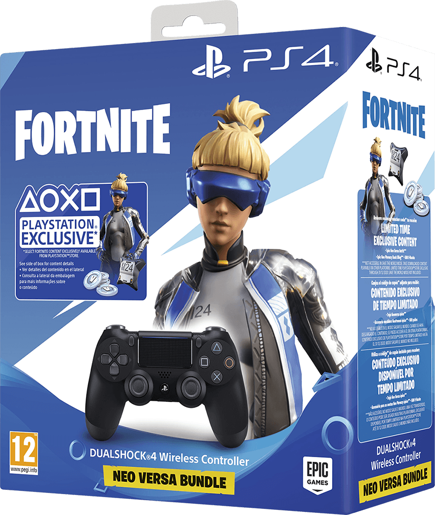 PlayStation 4 DualShock 4 Controller v2 - Jet Black - Fortnite Neo Versa Bundle (PS4)(New) - Sony