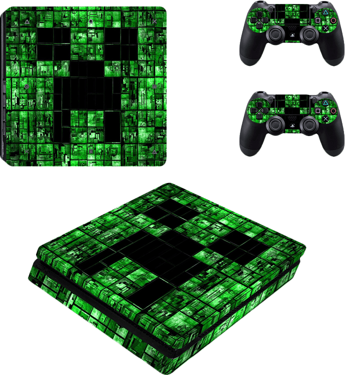 PlayStation 4 Slim Decal / Skin / Vinyl - Minecraft- Green Creeper Face (PS4)(New) - Various 1G