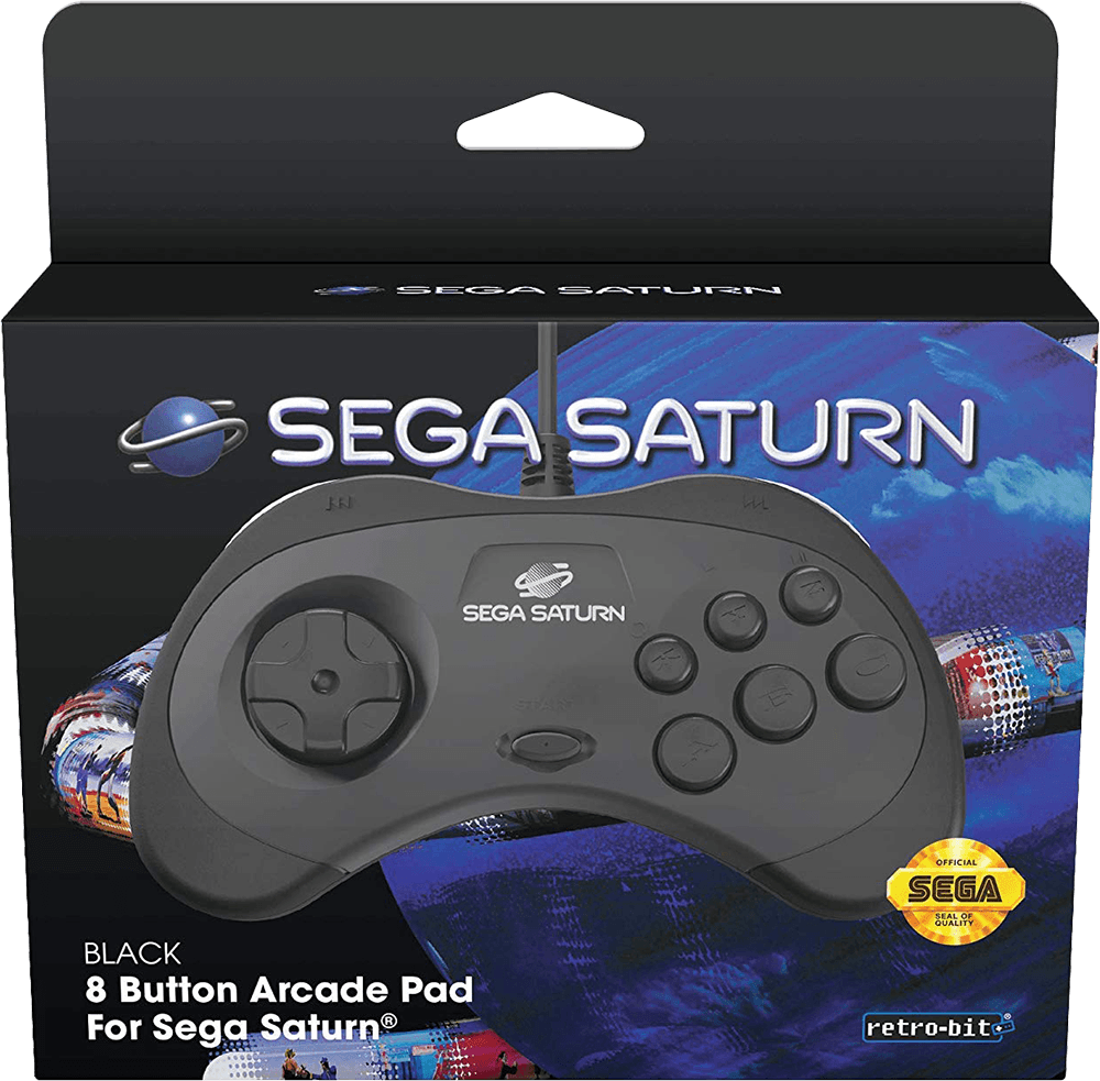Retro-Bit SEGA Saturn 8 Button Controller - Black (SS)(New) - Retro-Bit 600G