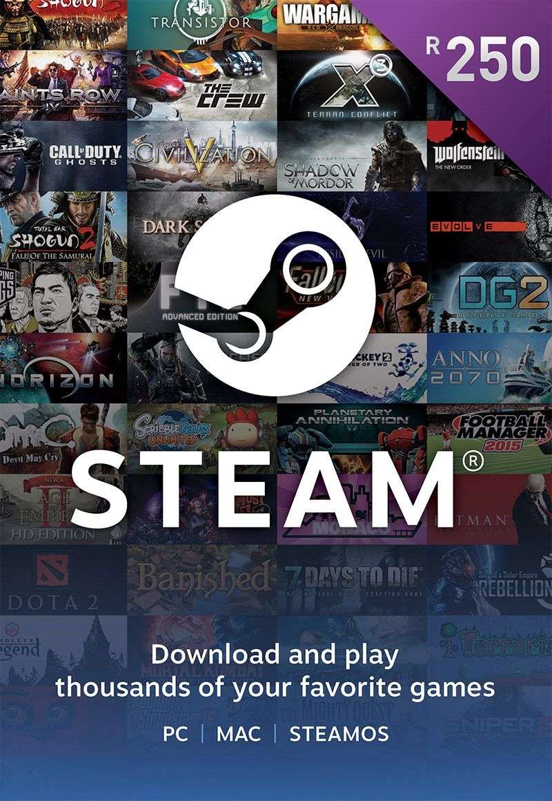 Steam Wallet: R250 Top Up Voucher [Digital Code] - Steam