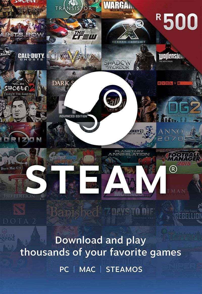 Steam Wallet: R500 Top Up Voucher [Digital Code] - Steam