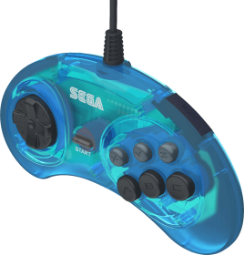 Retro-Bit SEGA Genesis 6 Button Arcade Pad - Clear Blue (SMD)(New)