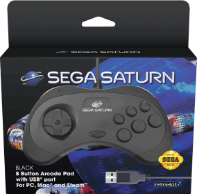 Retro-Bit SEGA Saturn 8 Button USB Controller - Black (PC)(New)