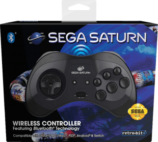 Retro-Bit SEGA Saturn 8 Button Wireless Bluetooth Controller - Black (PC / PS3 / Switch)(New)