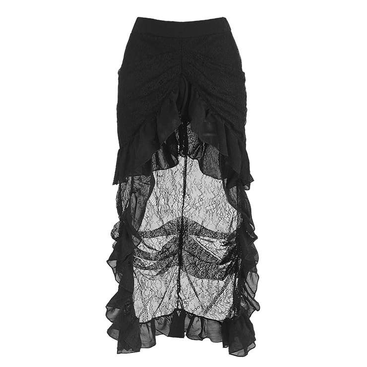 Victorian Steampunk Gothic Black Elastic Skirt -Sexy Skirt