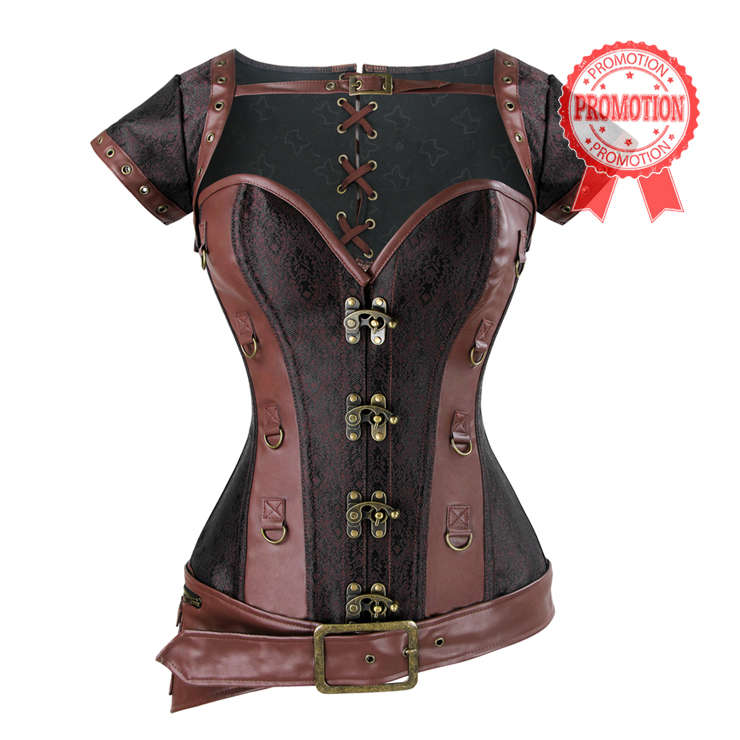Steampunk Steel Bone Overbust Corset with Jacket & Belt - Large (In stock)