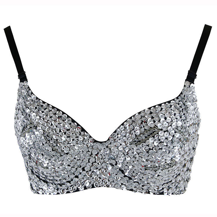 Grey Sequin and Beaded Bra Top
