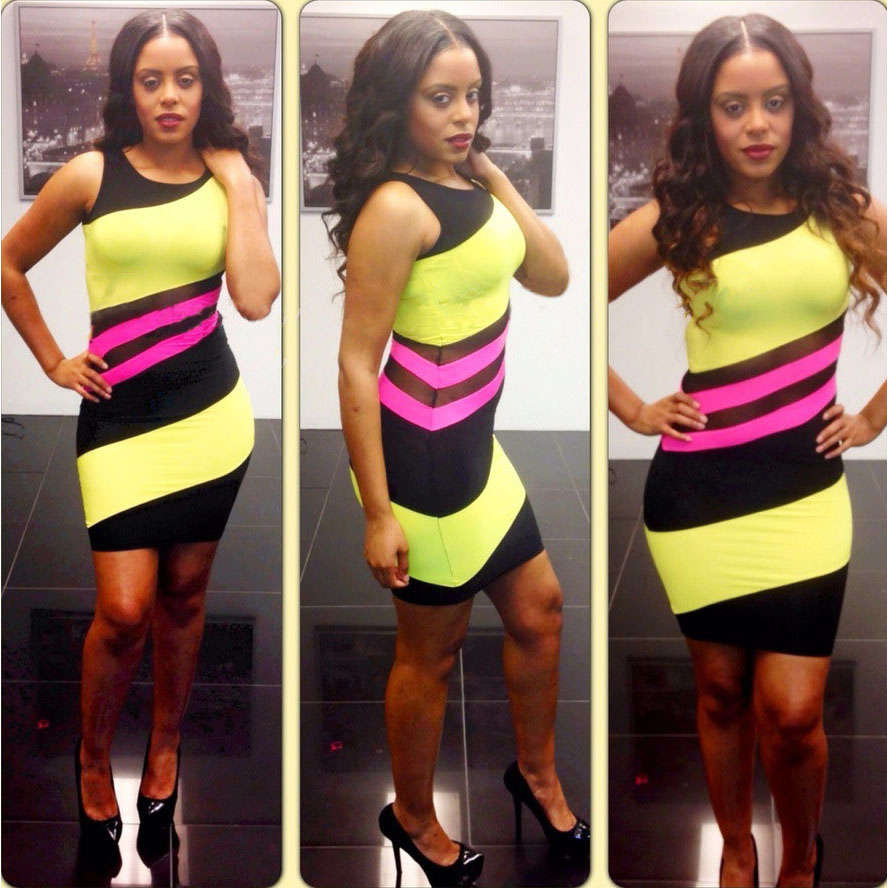Multi Color Neon Bodycon Dress